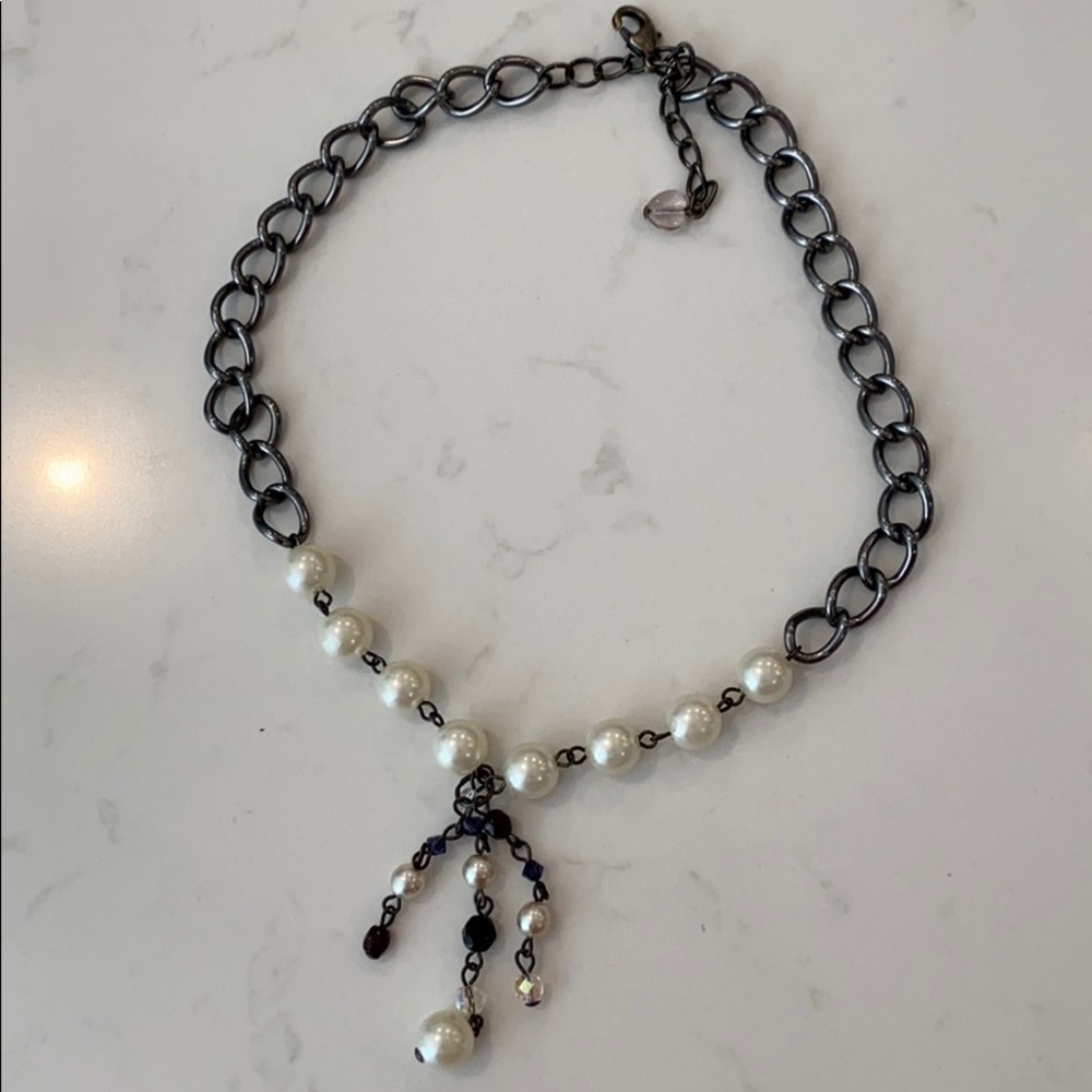 Sabika Black Pearl and Crystal Choker